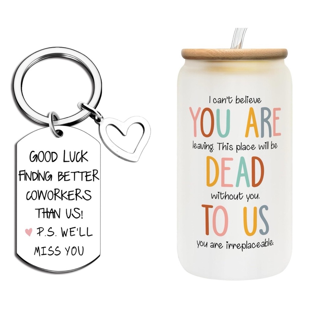 Farwell 16oz Can Glass and Keychain for Coworker. Brand New Still in Packaging.